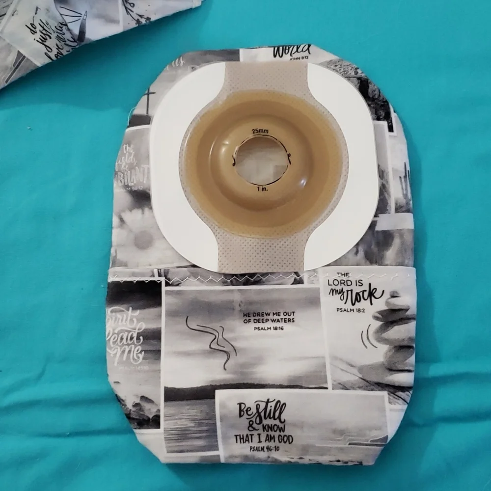 Handmade/Hand Crafted Ostomy/Iliostomy bag cover w/matching reversible face mask